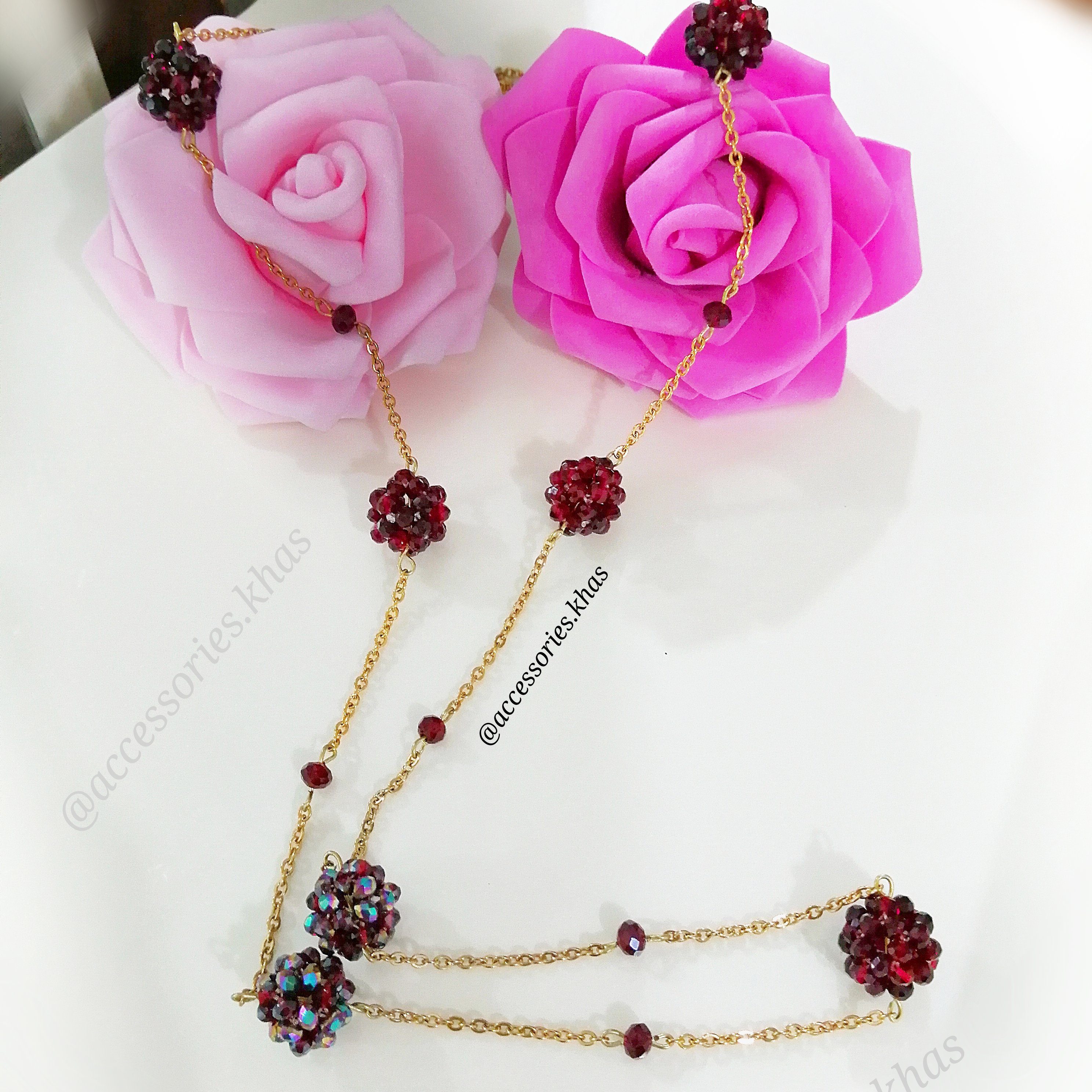 بدلیجات رومانتویی کریستالی یاقوتی دست ساز