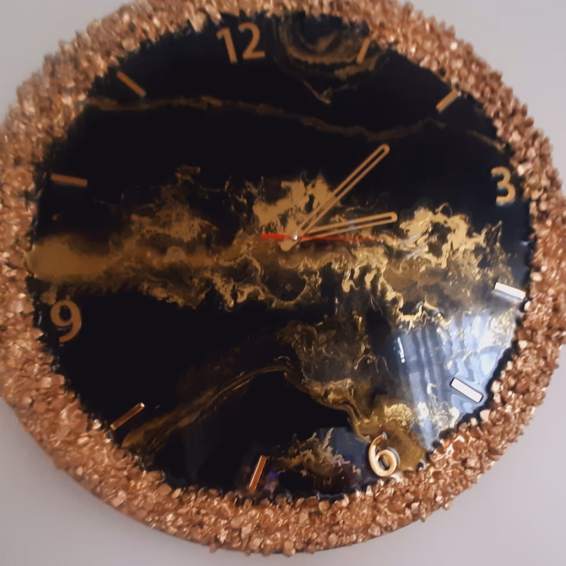 ساعت رزینی طرح مرمر مشکی کارشده با