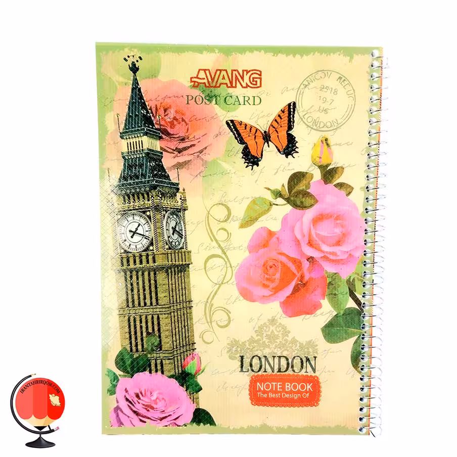 دفتر زبان سیمی دو خط 100 برگ برند آونگ طرح ساعت