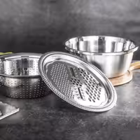 #سرویس_سه _پارچه_استیل_لگن_آبکش_رنده