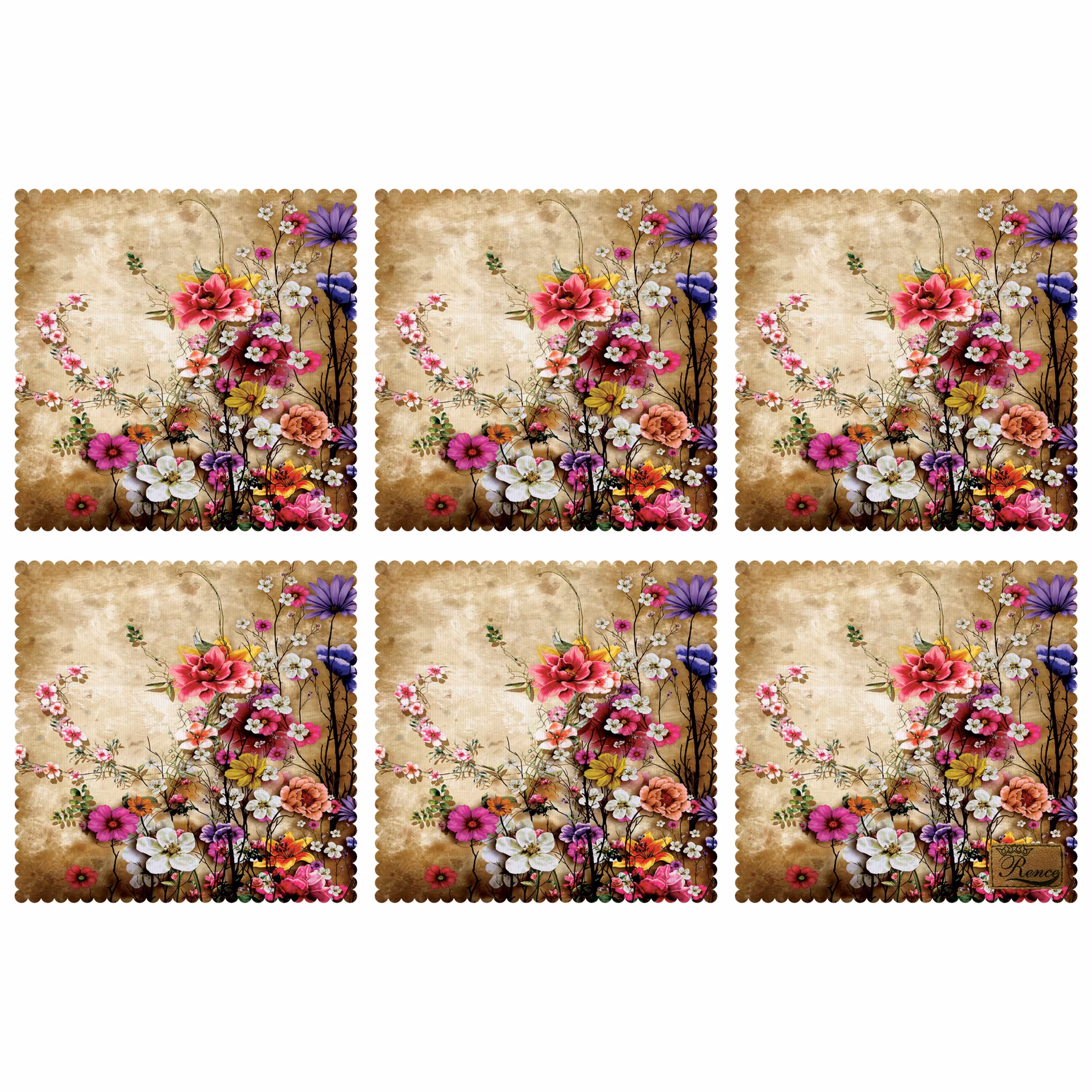 زیر بشقابی مربعی پارچه مخمل سایز 30 در 30 مدل U1-826 شرکت رنس