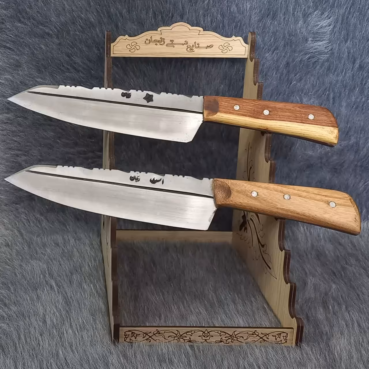 چاقوی آشپزخانه فولادی (بلند) دسته چوبی اصل زنجان