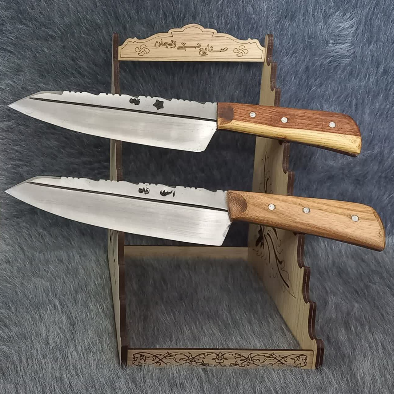 چاقوی آشپزخانه فولادی (بلند) دسته چوبی اصل زنجان