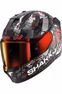 کلاه کاسکت موتورسیکلت قرمز SKWAL I3 HELLCAT OFF CASK منظره یاب ایریدیم   شفاف PINLOCK Shark