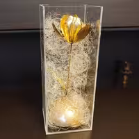 باکس دکوراتیو  لاله طلایی مناسب هدیه روز مادر