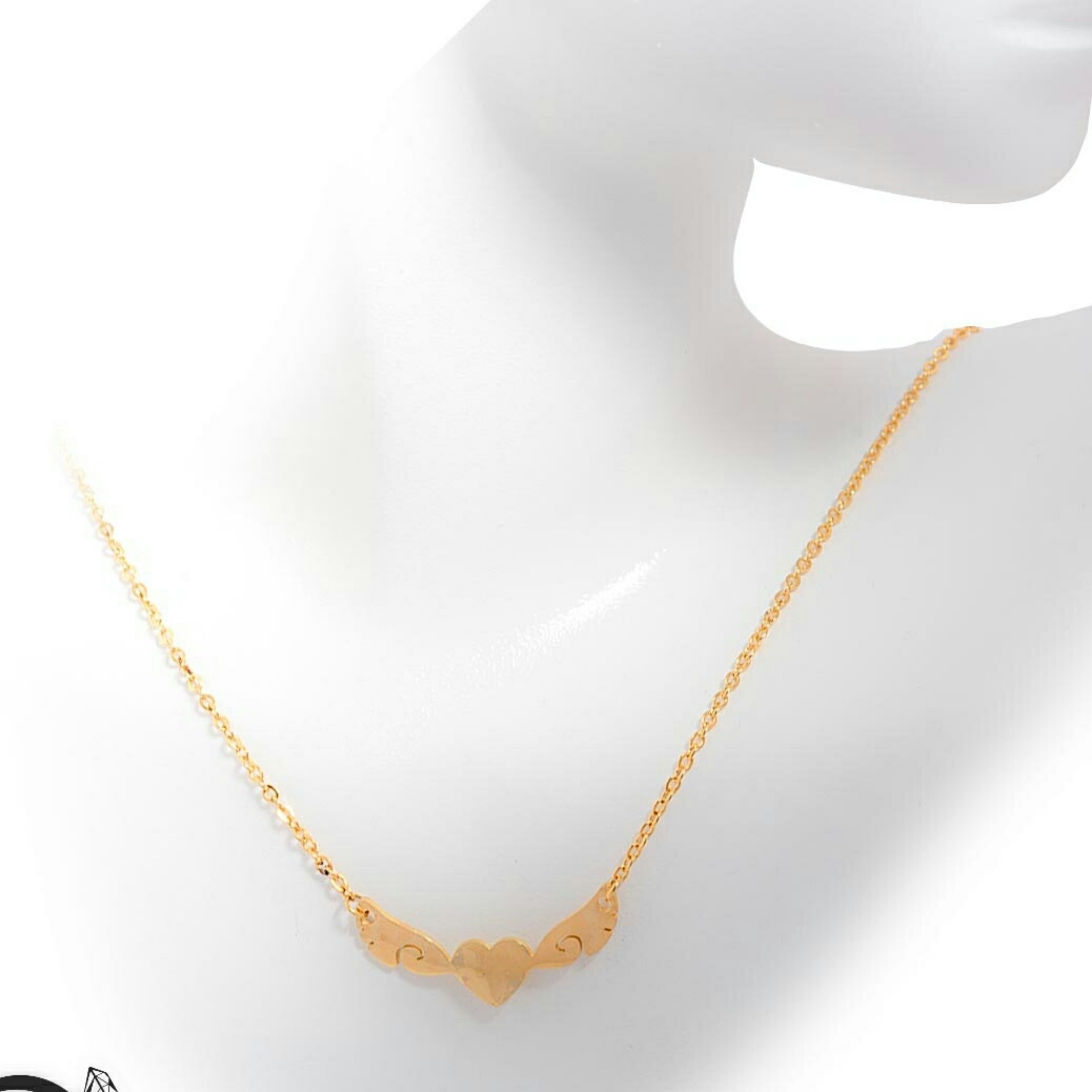 گردنبند استیل رنگ ثابت طرح بال فرشته قلب دار و ضدحساسیت کد2700