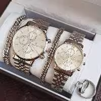 ست ساعت زنانه و مردانه همراه دستبند و حلقه با جعبه 