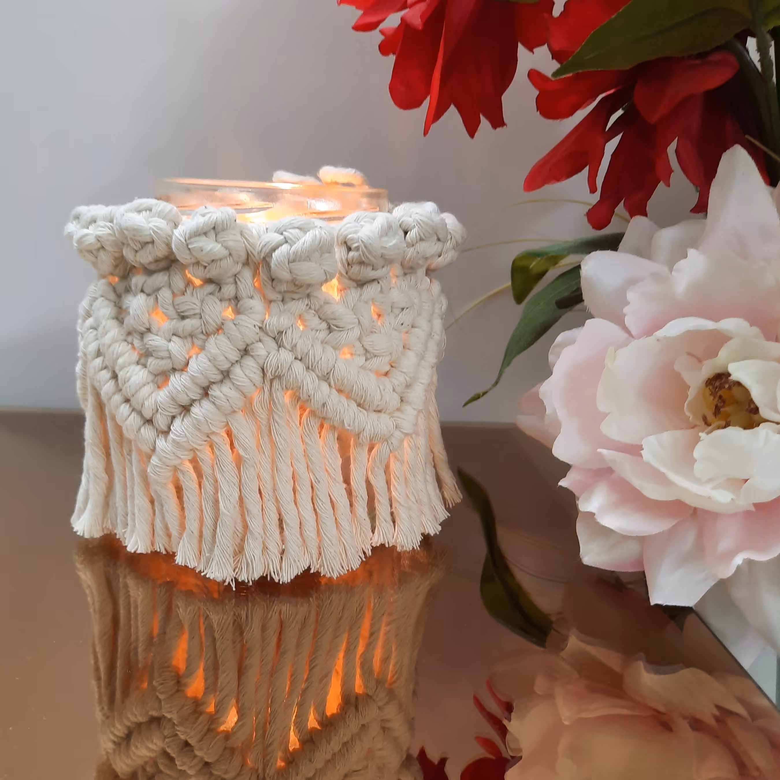 جاشمعی شیشه ای مکرومه