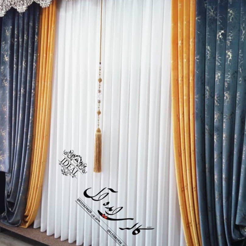 6.5 متر حریر دوخت پلیسه یک پنل مخمل طلاکوب طوسی(کالیفرنیا طیک پنل مخمل کالیفرنیا ساده زرد پرده حریر کرم برای تراس و ...