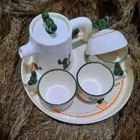 ست قوری و چایخوری دو نفره سرامیکی