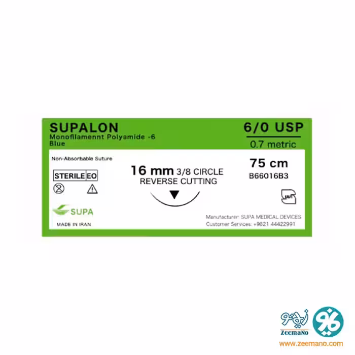 نخ بخیه نایلون 6/0 با سوزن ریورس کات سوپا