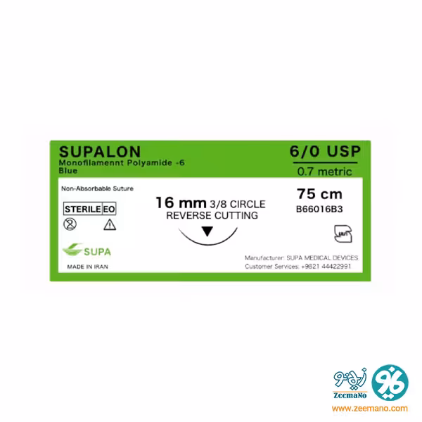 نخ بخیه نایلون 6/0 با سوزن ریورس کات سوپا