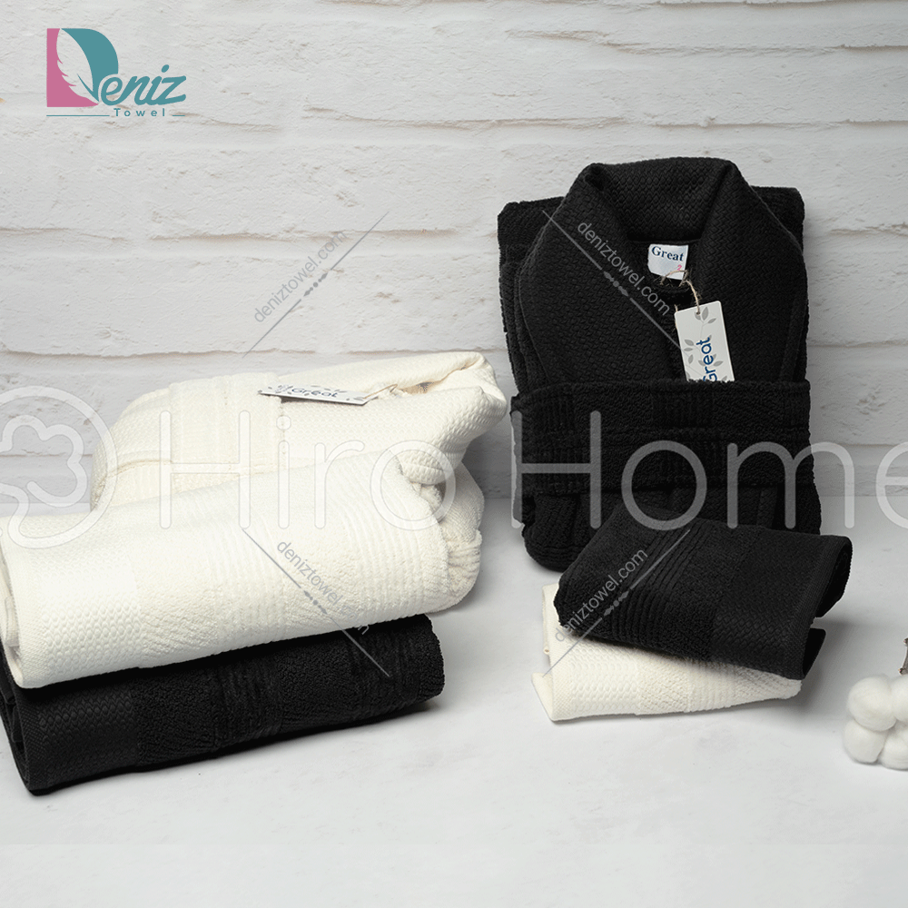 حوله ست دو نفره great رنگ سفید و مشکی