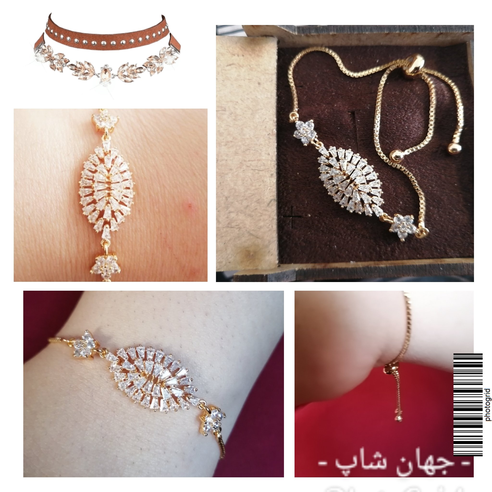 دستبند سوارسکی استیل با زنجیر آسانسوری