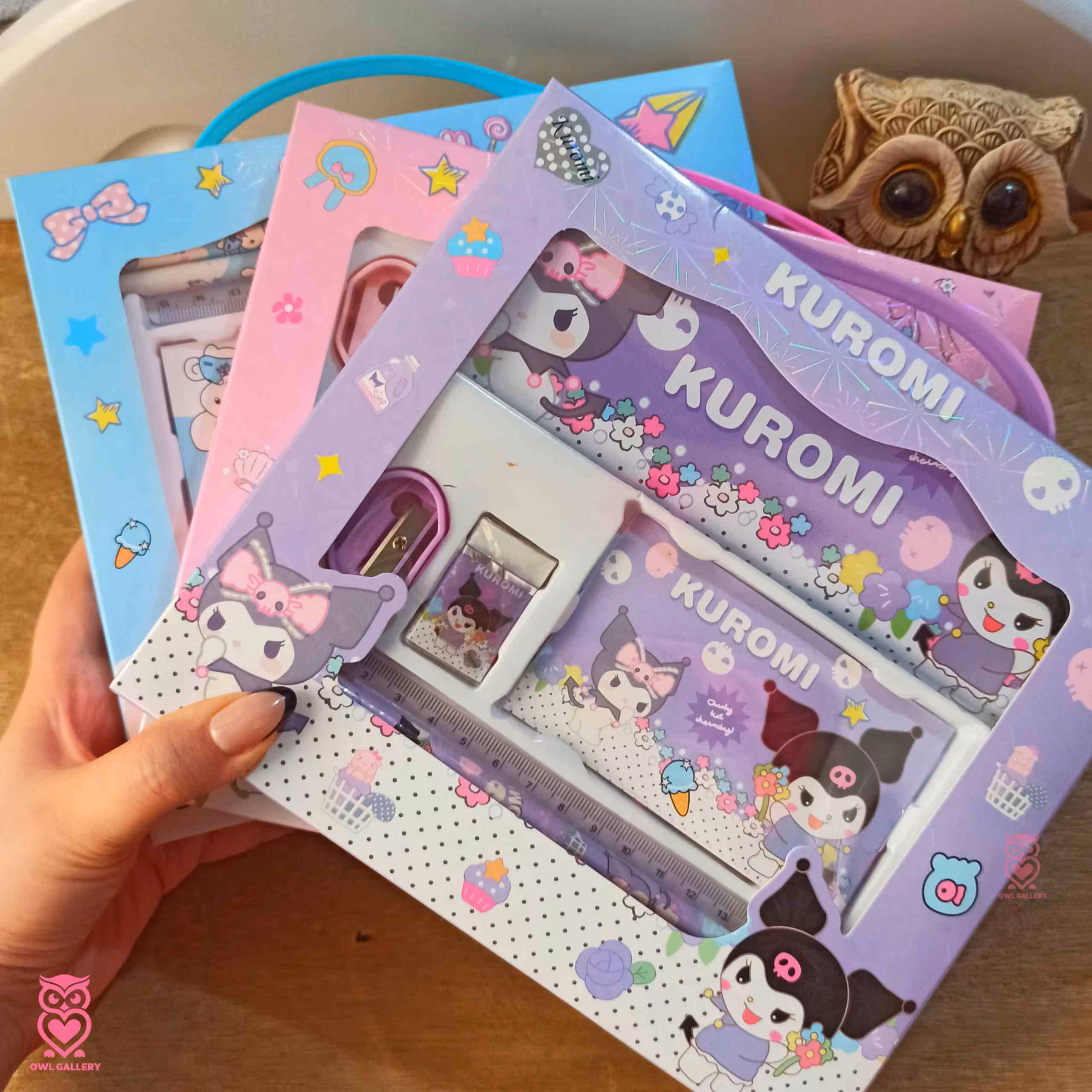 ست هدیه لوازم تحریر کیفی هفت تیکه طرحی کرومی و دوستان