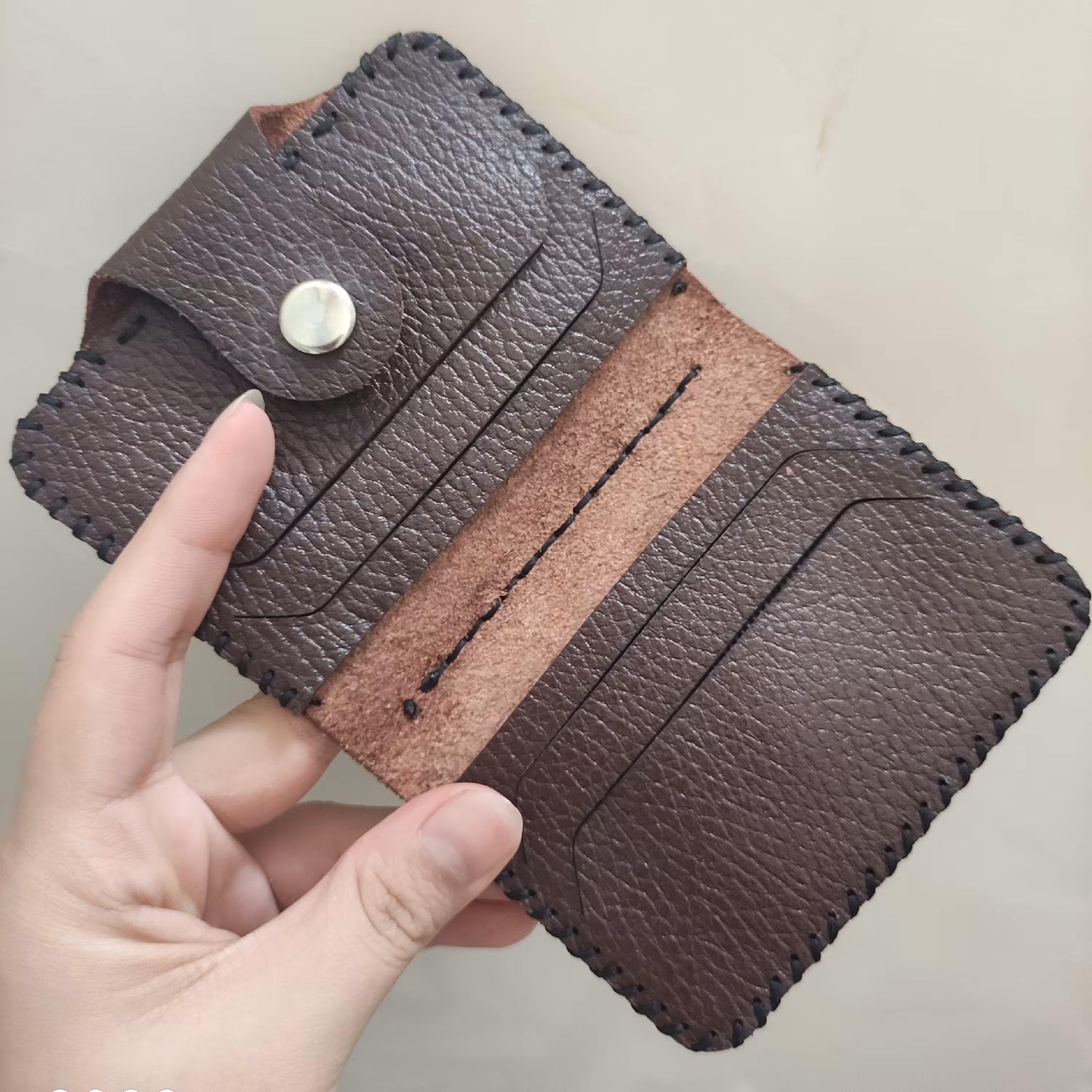 کیف جاکارتی رنگی چرم طبیعی و دست دوز