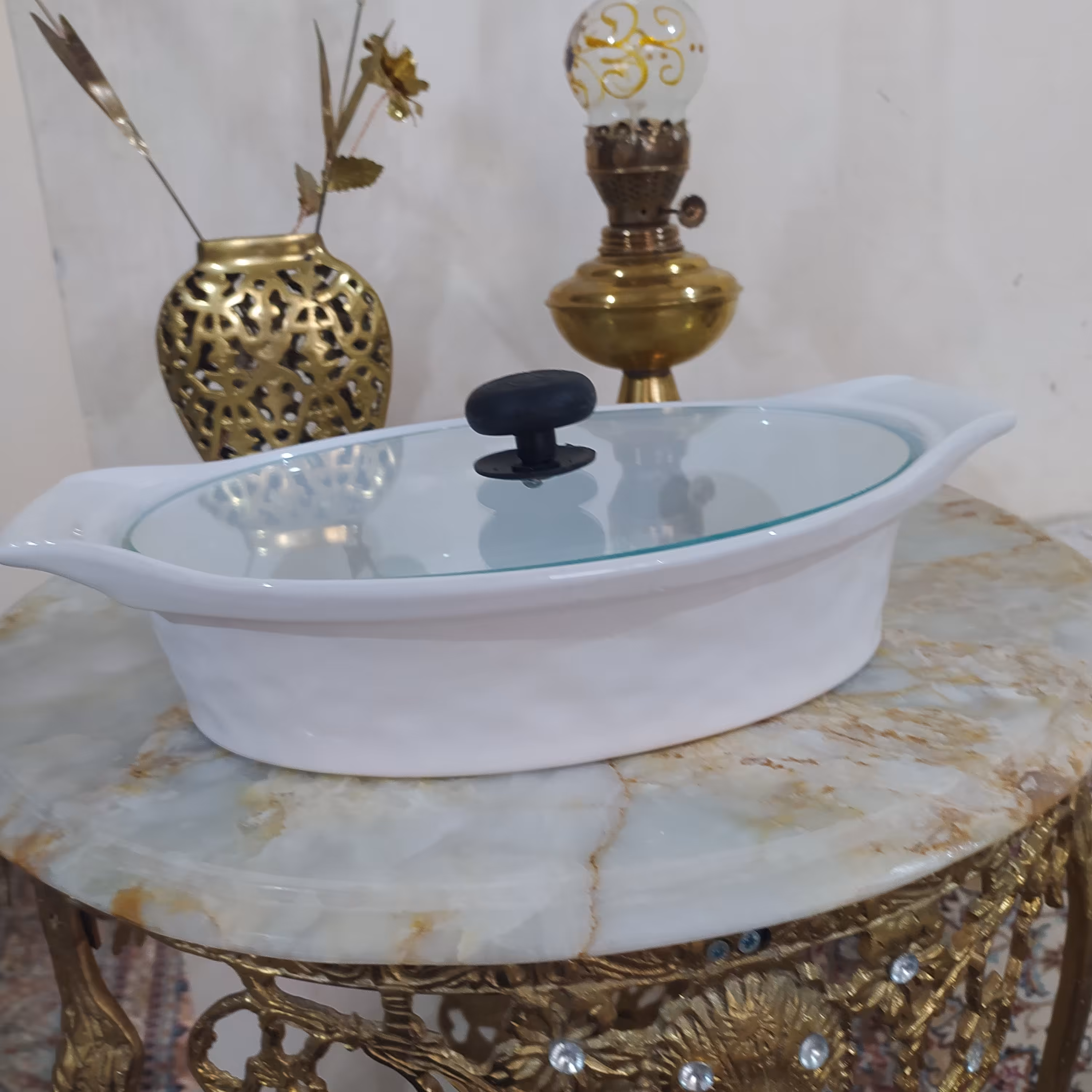 ماهی تابه و قابلمه ی سرامیکی درب شیشه ای