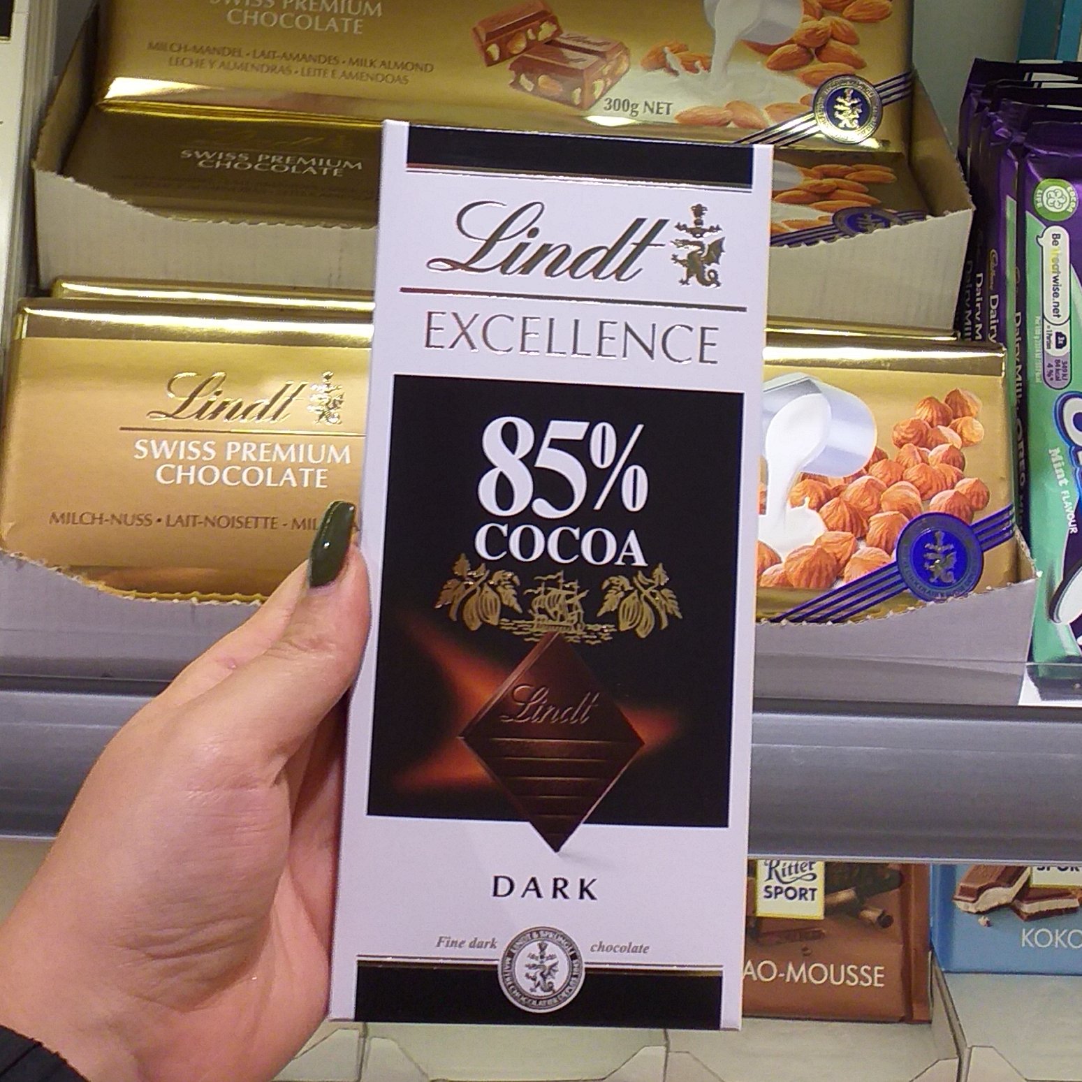 شکلات خارجی تلخ(دارک) 85 درصد برند لینت سوئیس lindt