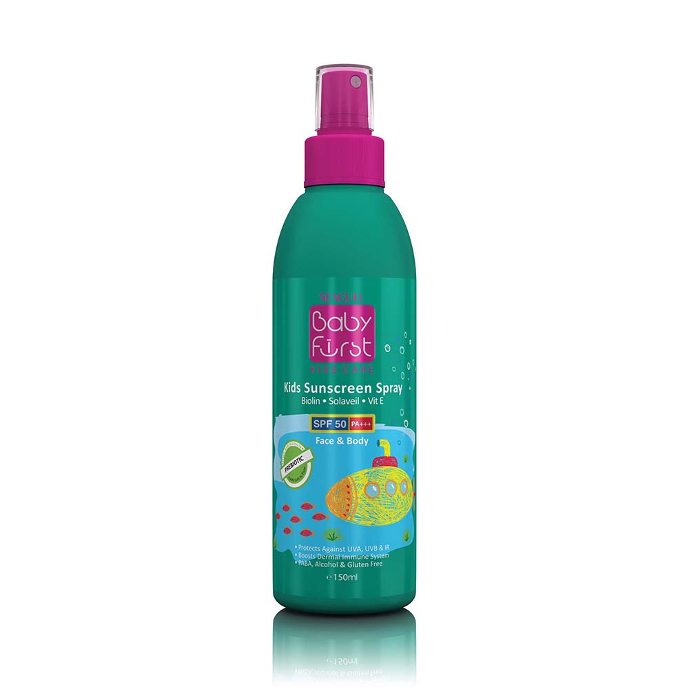 اسپری ضدآفتاب کودکان SPF 50 بیبی فرست baby first سی گل 150 میلی لیتر