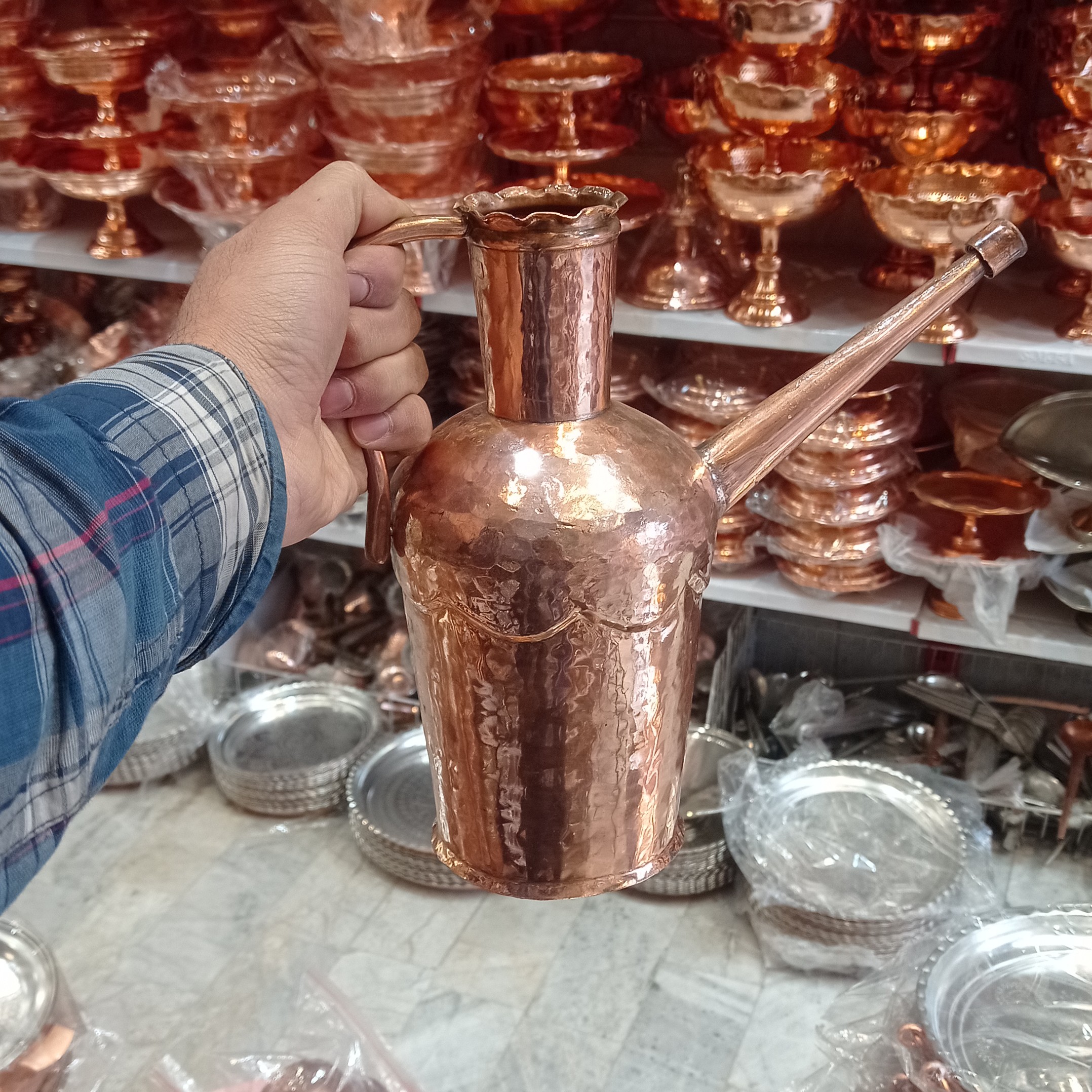 آفتابه مسی نانو دست ساز زنجان