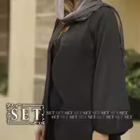 مانتو مجلسی ژاکارد مشکی مدل نورا طرح گل برند SET