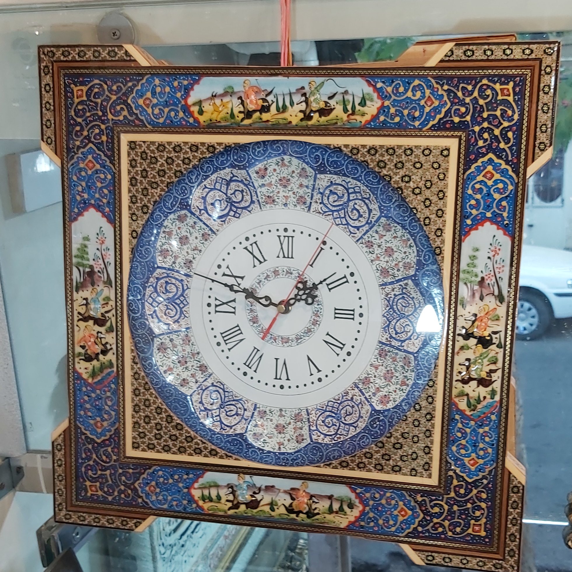 ساعت دیواری خاتم اصل طرح شکاری کد111