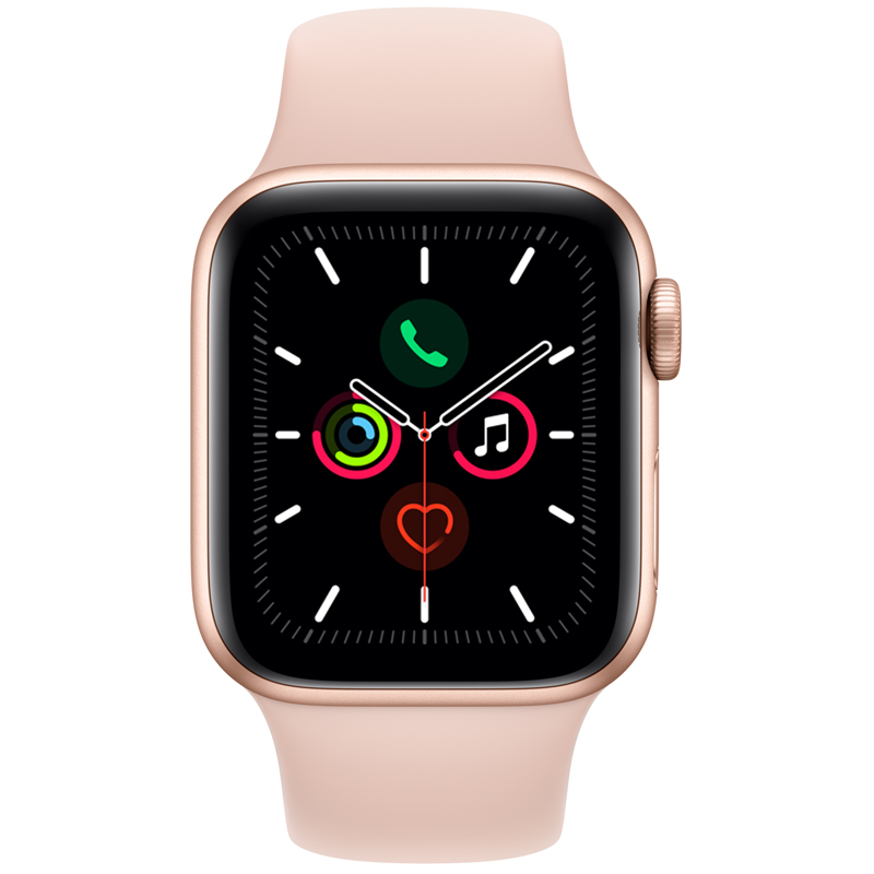 ساعت هوشمند اپل واچ سری 5 مدل 44m Space Gold Aluminum Case Pink Sand Sport Band