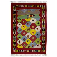 گلیم گبه ( عروسکی )  دستبافت یک و نیم متری کد 980803