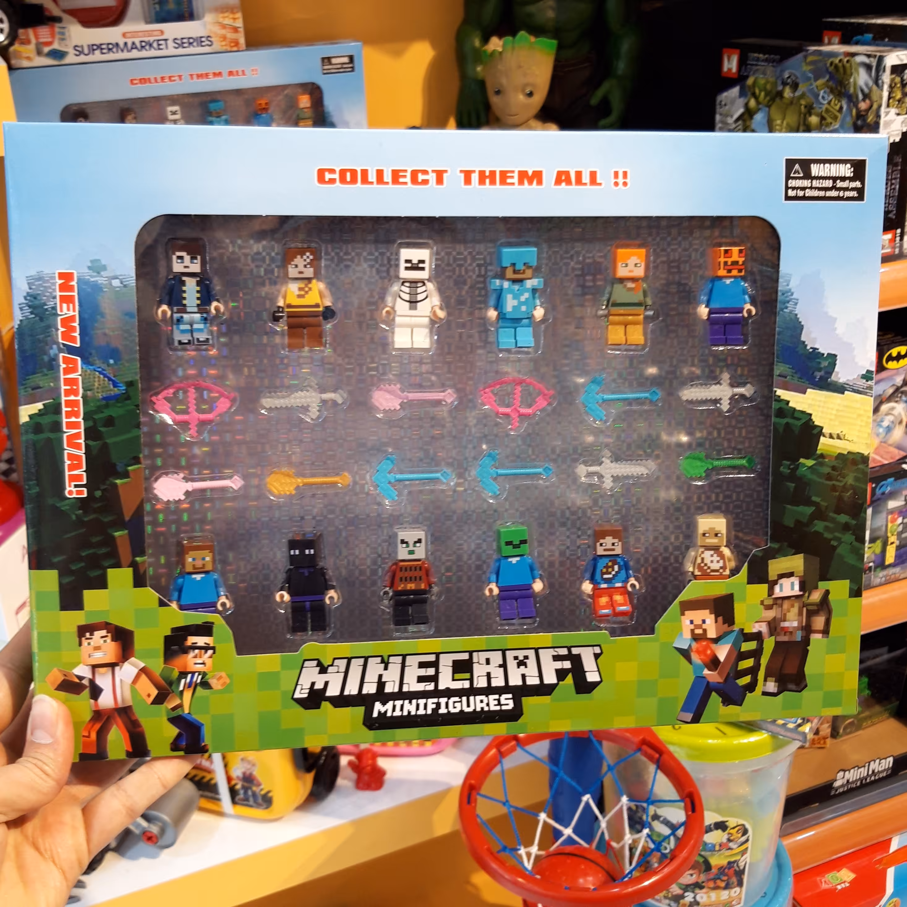 مینی فیگور لگو  ماینکرافت 12 عددی همراه با سلاح