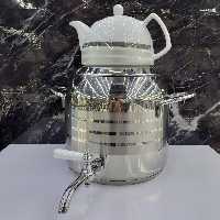 کتری قوری دستی لوکس 5لیتر دسته استیل کف چدن استیل براق