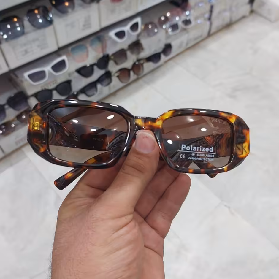 عینک آفتابی اسپرت پرادا پلاریزه و یووی 400 رنگ پلنگی ارسال رایگان 