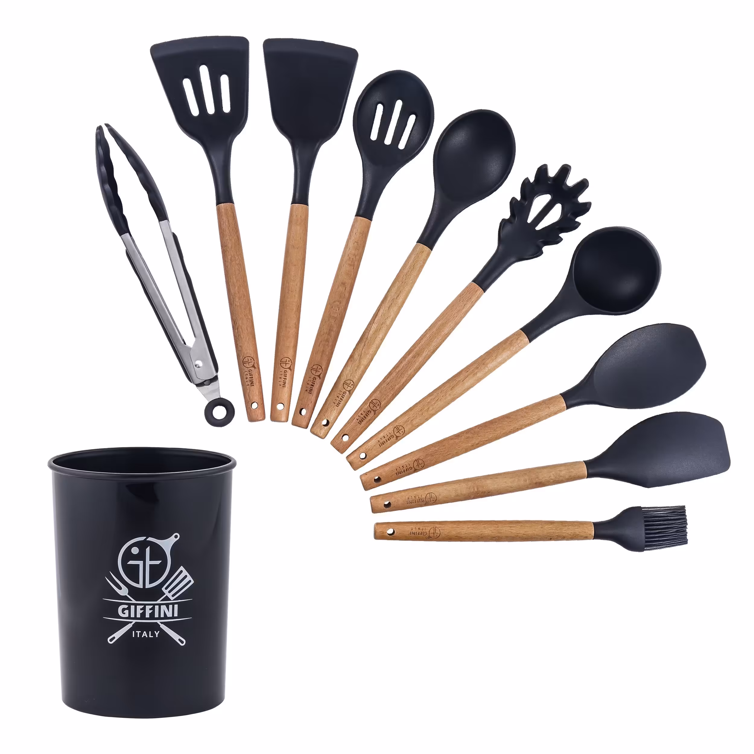 سرویس کفگیر ملا قه 11 پارچه ( مشکی ) جی فی نی GIFFINI مدل 03