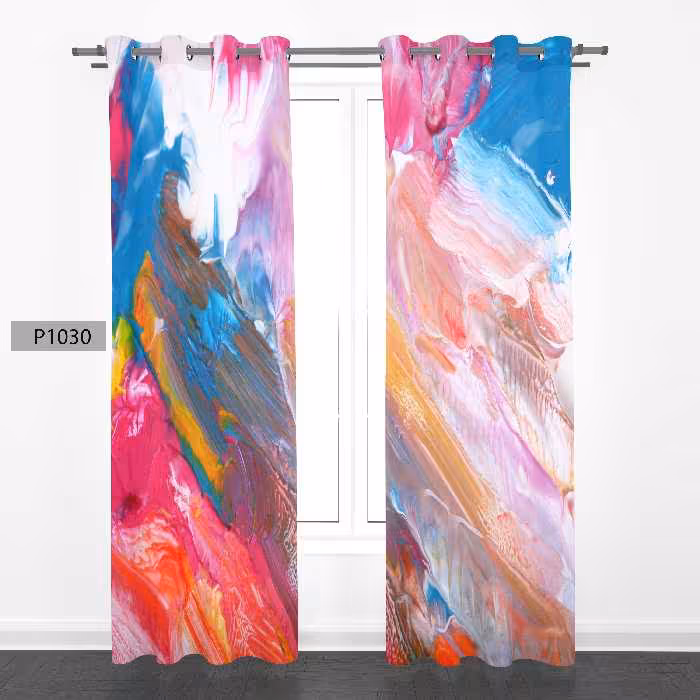 پرده هازان چاپی دو قواره دوخته شده پانچ شده هر قواره عرض 140ارتفاع190کد1030