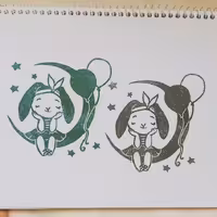 مهر دستساز لینولئوم طرح خرگوش خابالو مناسب چاپ کاغذ