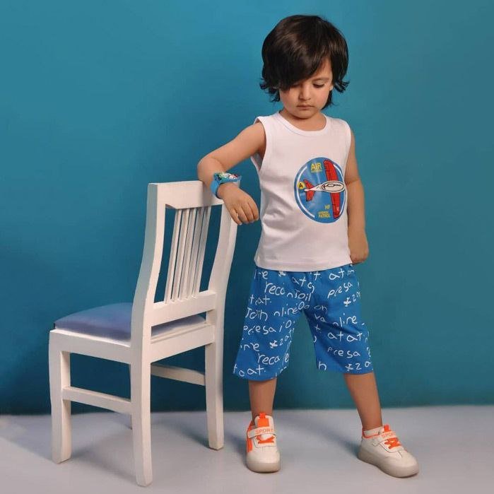 تاپ شلوارک دخترانه و پسرانه طرح هواپیما سایز 30 تا 40 کد8723z