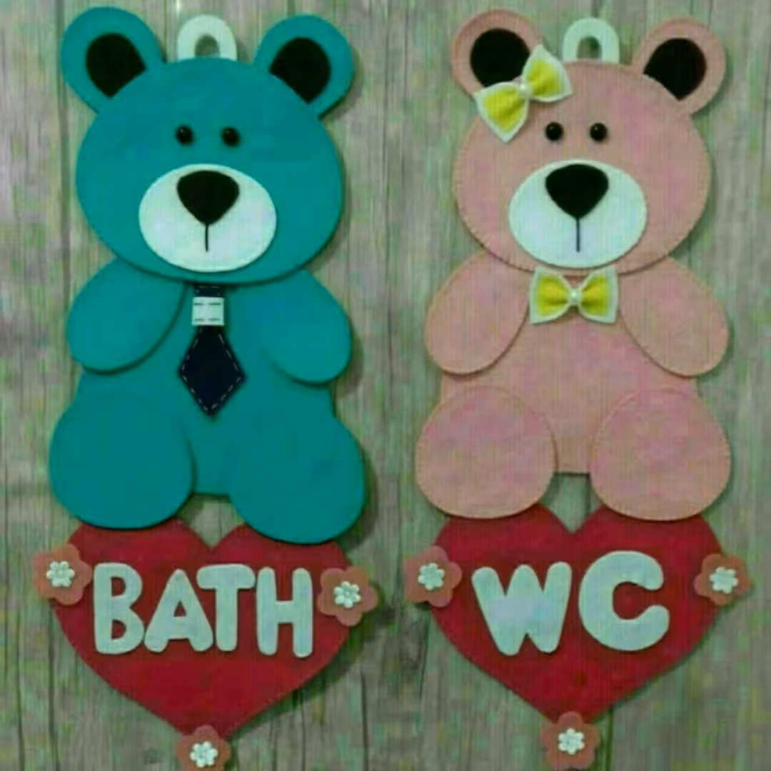 پشت دری یا نشانه گر حمام و دستشویی نمدی 