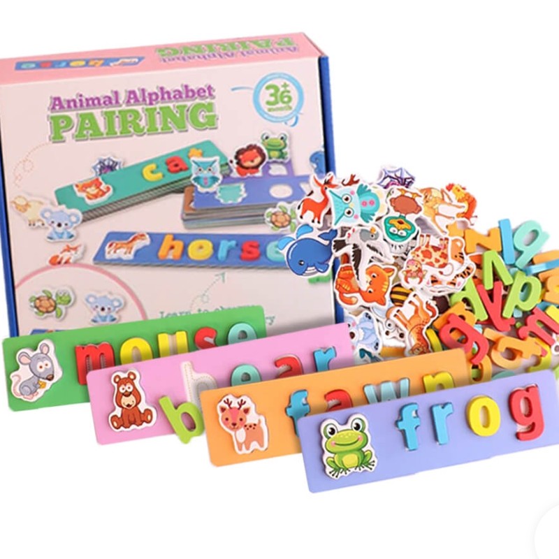 جورچین چوبی جاگذاری حروف انگلیسی با فلش کارت