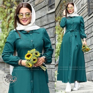 مانتو زنانه پوپلین مدل بلند دانشجویی دکمه دار