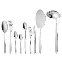 سرویس قاشق و چنگال 12 نفره ناب استیل طرح پالرمو استیل براق (57 پارچه)