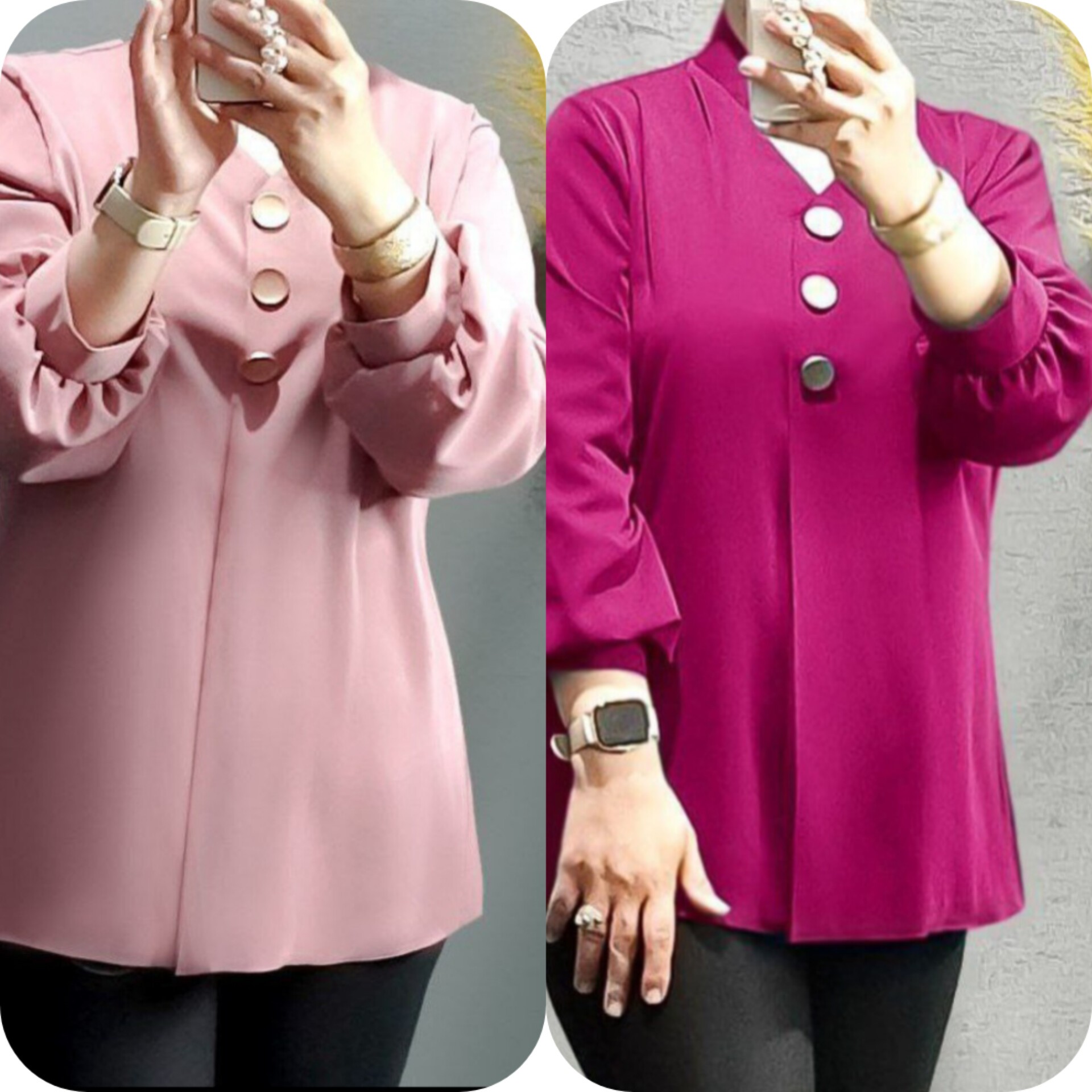 شومیز مجلسی سه دکمه جنس الیزه اعلا در 3 سایز 