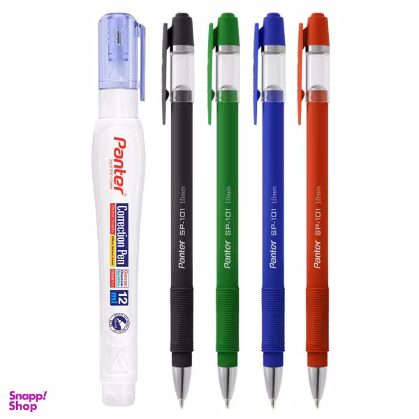 خودکار پنتر مدل اسموس به همراه لاک غلط گیر کد p5 مجموعه 5 عددی