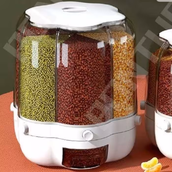 جاحبوباتی جا حبوباتی جا حبوبات جاحبوبات  طرح گل مدل چرخشی 360 درجه 6 خانه ظرفیت هر خانه 1300 گرم