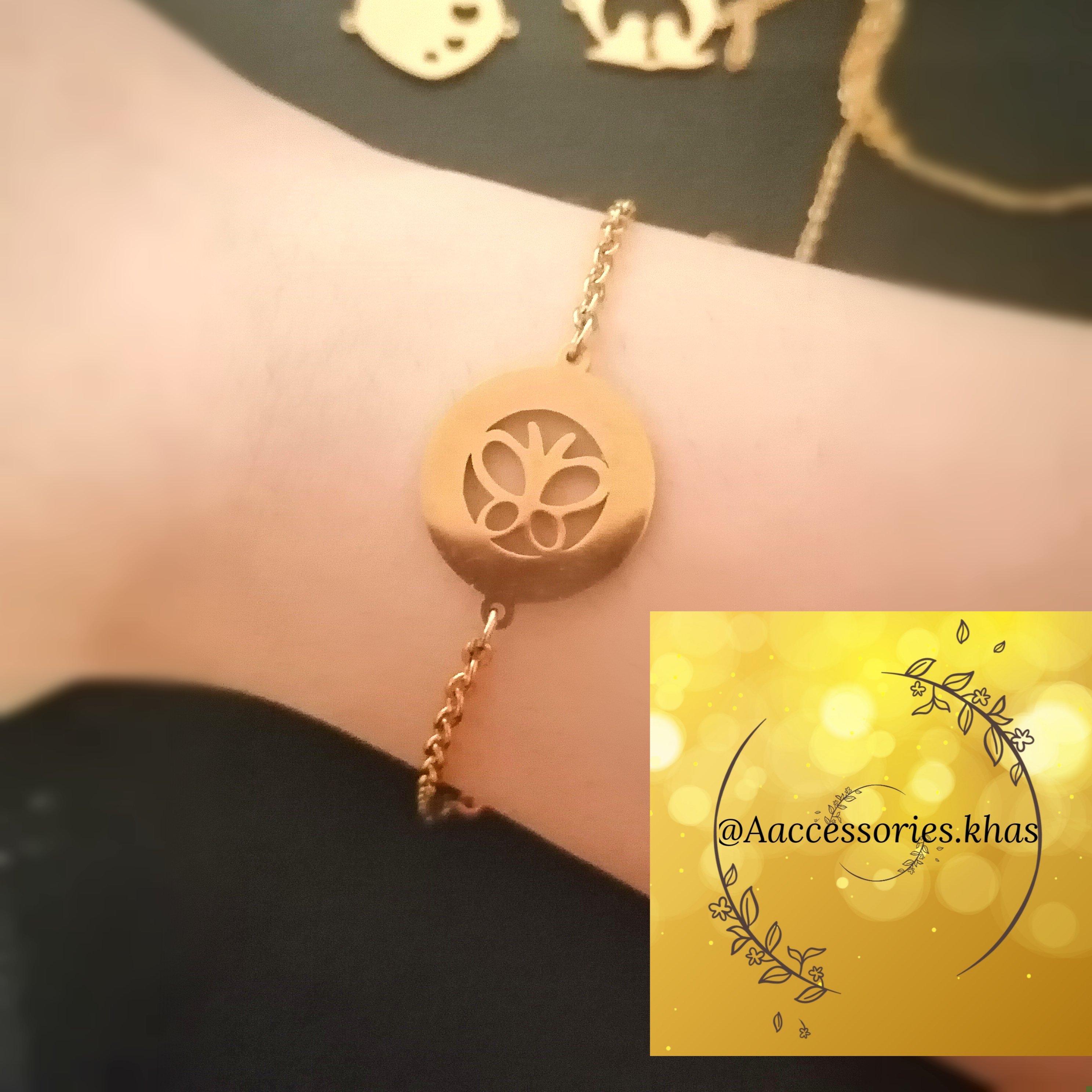 زیورآلات بدلیجات اکسسوری دستبند زنجیری و پلاک استیل ضدحساسیت دست ساز