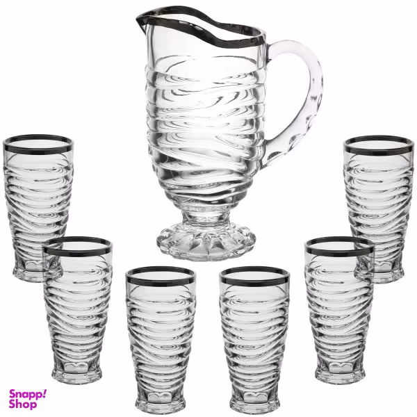 ست پارچ و لیوان 7 پارچه مدل بامبو لب نقره ای