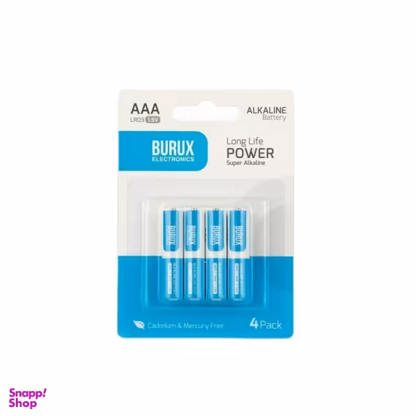 باتری نیم قلمی بروکس مدل آلکالاین AAA بسته 4 عددی