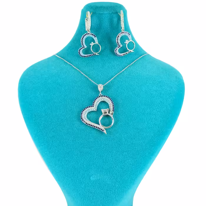 نیم ست نقره زنانه مدل قلب و انگشتر کد  11888792