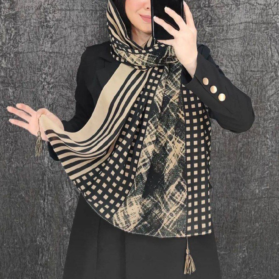 شال نخی بهاره منگوله دار