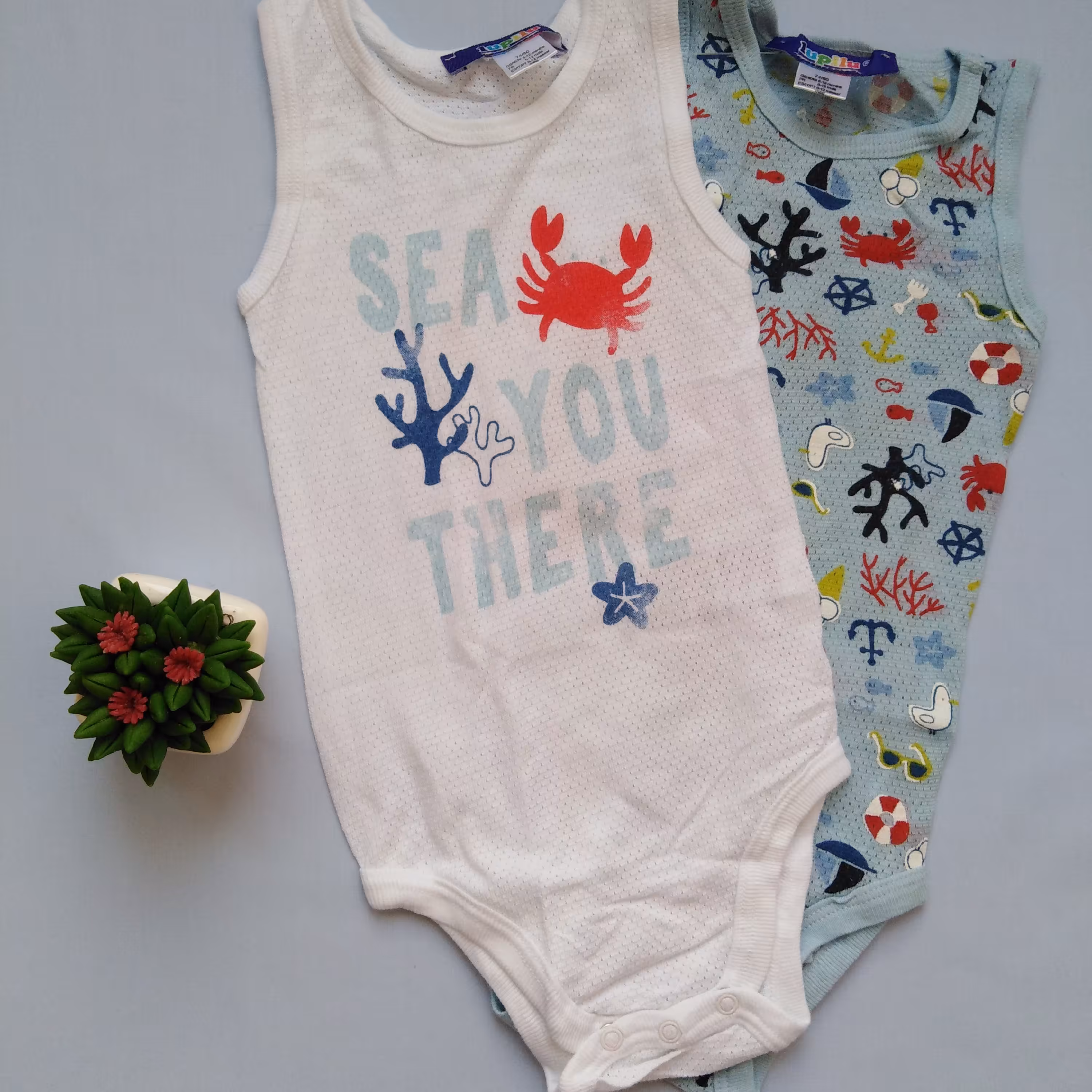 پک دو عددی بادی سوزنی لوپیلو وارداتی، کیفیت عالی سایز 2 تا 6 ماه