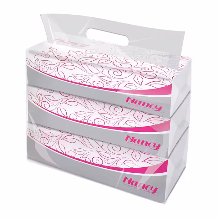 دستمال کاغذی سافت پک 100 برگ دولایه 3 عددی نانسی