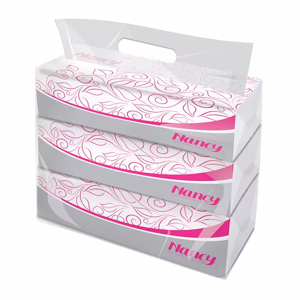 دستمال کاغذی سافت پک 100 برگ دولایه 3 عددی نانسی